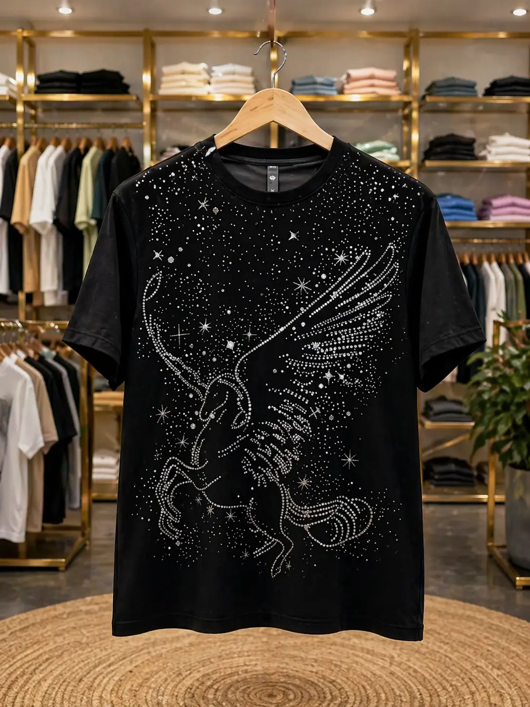 Men's Black Galaxy Wing Printed T-Shirt